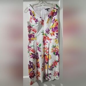 Chaps White Multicolor Floral Midi Dress